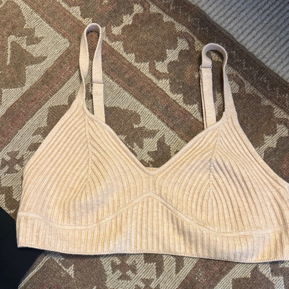 Wild Fable Beige Ribbed Bandeau